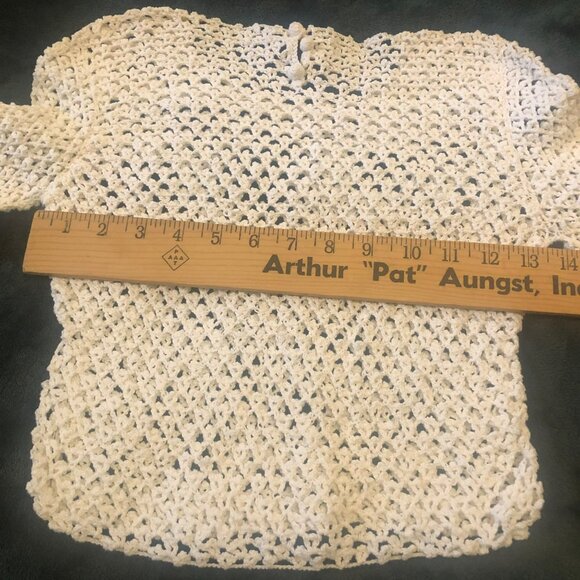 Hand Crochet Peek A Boo LS Top Girls VTG Boho Photo Holiday - Picture 6 of 8
